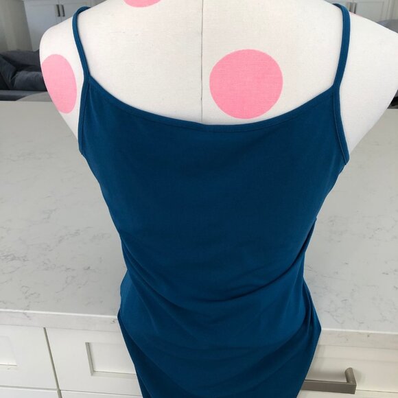 Bodycon Slip Midi Dress w Spaghetti Straps Teal Blue Sz 8 - no brand/fabric tag - Picture 7 of 11